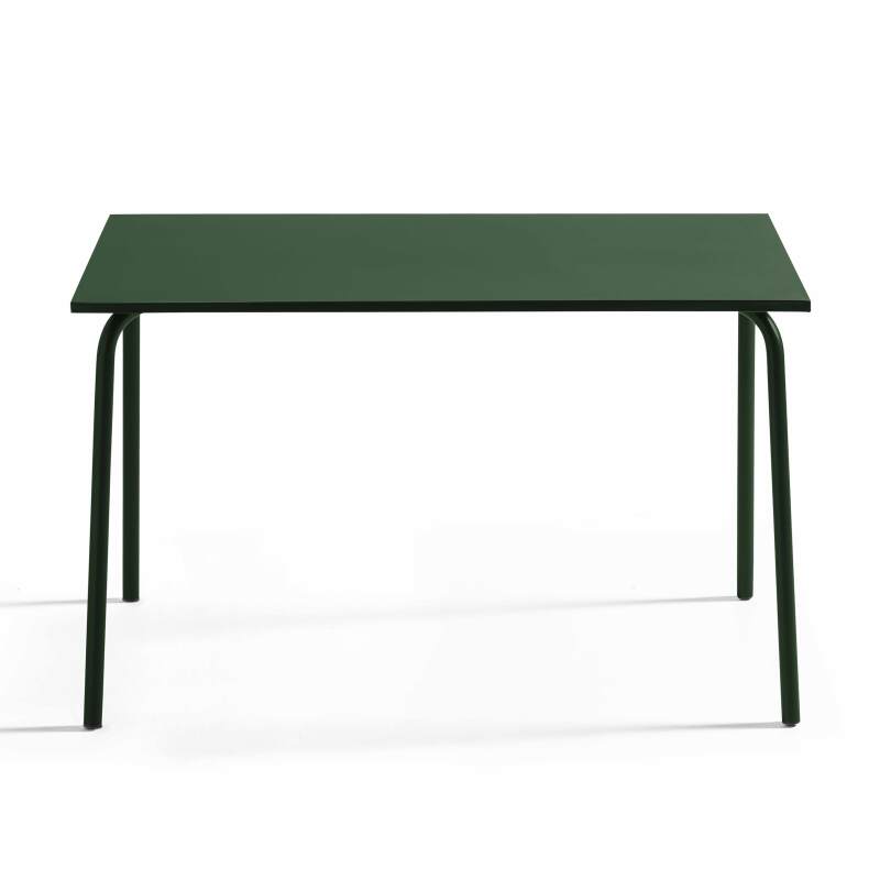 Gartentisch aus Metall, 120x70 cm, und 4 Stühle mit Armlehnen