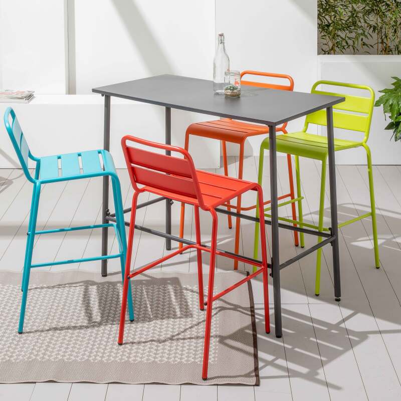 Hoher Garten-Hochtisch (120 x 60 x 105 cm) aus thermolackiertem Stahl  (5/6)