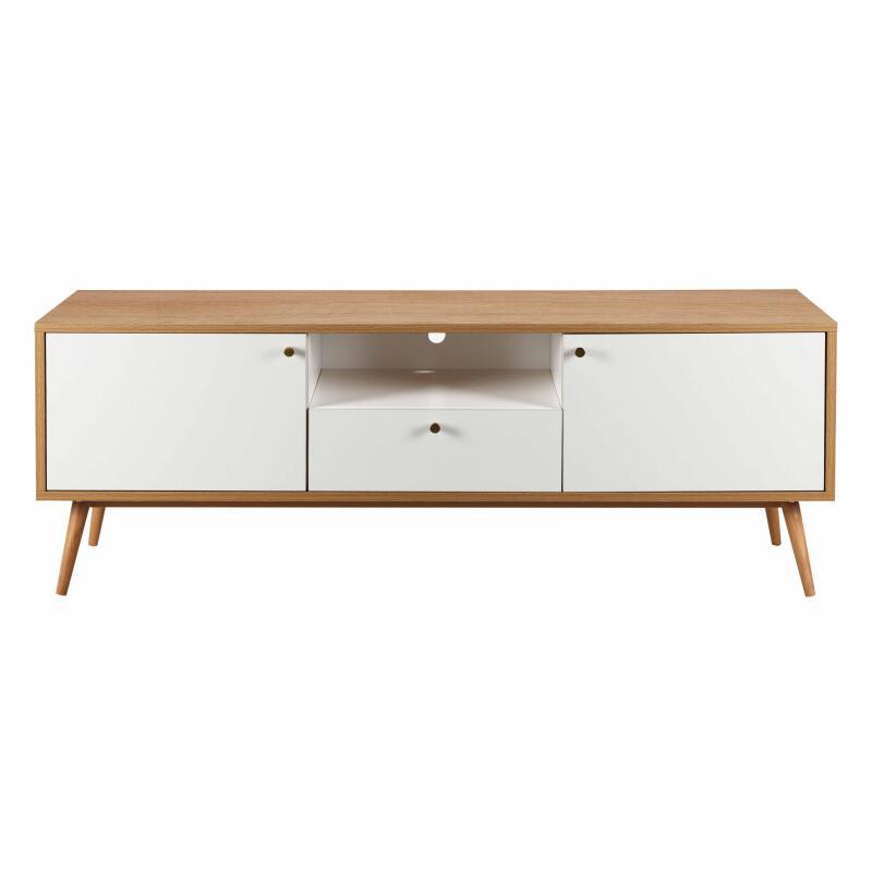 TV-Möbel aus hellem Holz und Weißeffekt 150 cm Skandinavischer