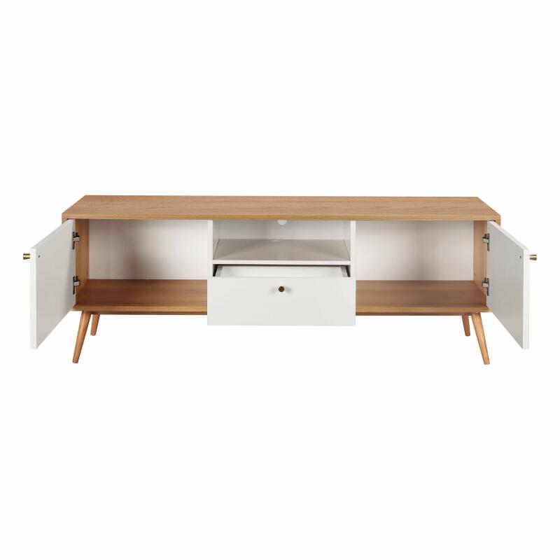 TV-Möbel aus hellem Holz und Weißeffekt 150 cm Skandinavischer