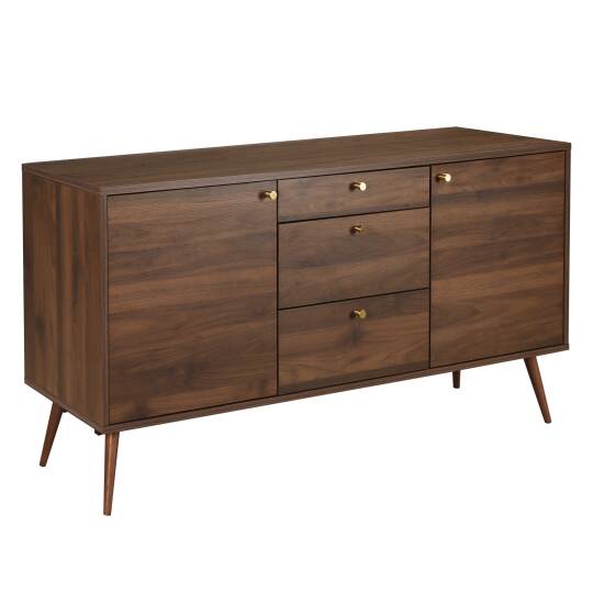 Sideboard Design in dunkler Holzoptik, 2 Türen, 3 Schubladen, 150 cm | Oviala