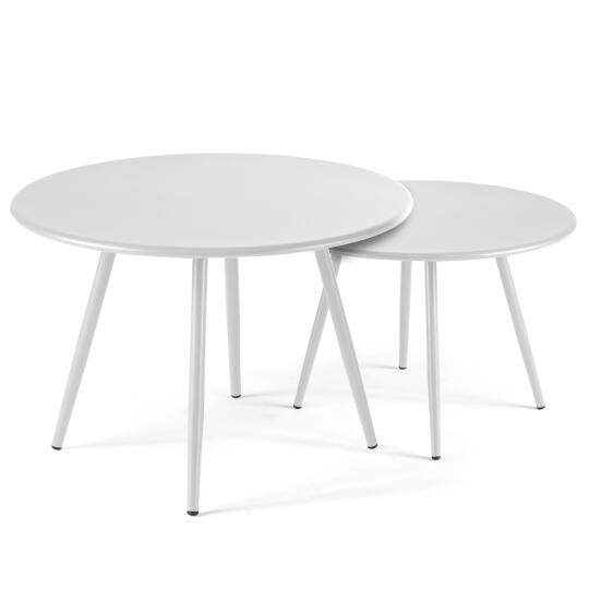 Nestbare runde Garten Couchtische Ø50 x 34 cm und Ø40 x 29,5 cm