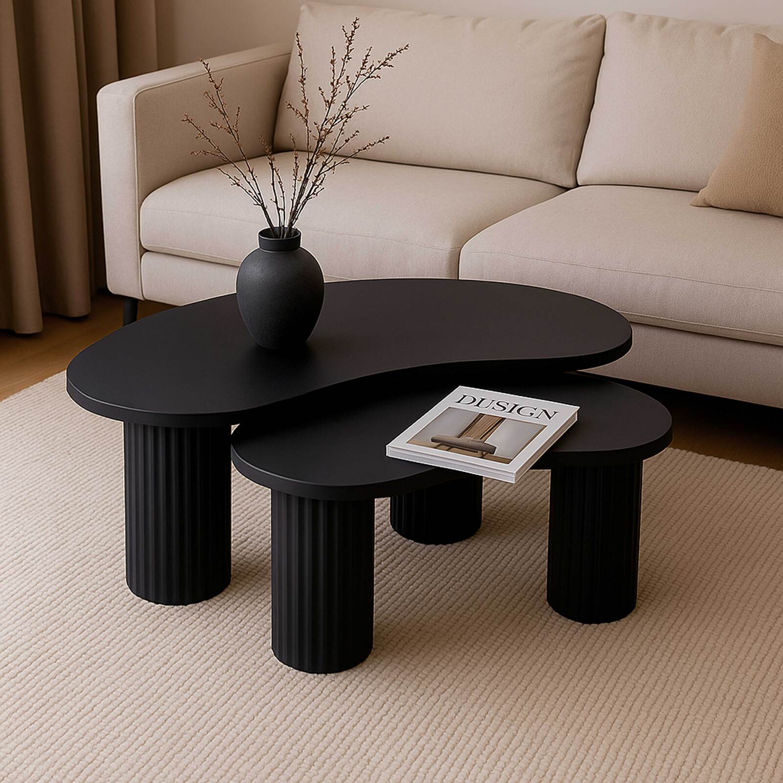 Satztische Design, mit organischer Form, 42x70 cm und 60x100 cm Satztische Design, mit organischer Form, 42x70 cm und 60x100 cm