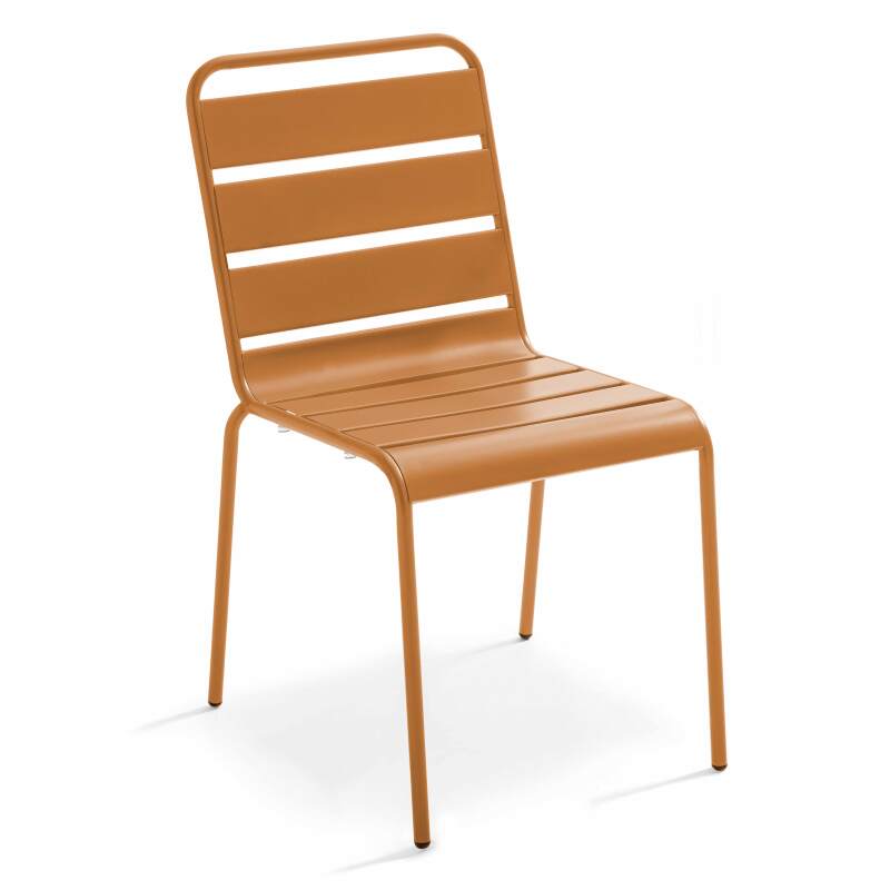Gartentisch im Bistro-Stil, quadratisch, aus Metall, 70x70 cm, und 2 Stühle