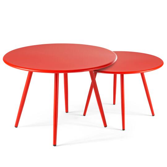 Bassentische runder Garten Couchtisch aus resistentem Metall | Oviala