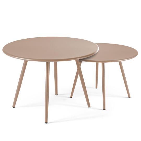 Nestbare runde Garten Couchtische Ø50 x 34 cm und Ø40 x 29,5 cm