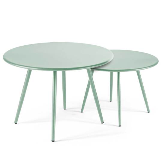 Nestbare runde Garten Couchtische Ø50 x 34 cm und Ø40 x 29,5 cm