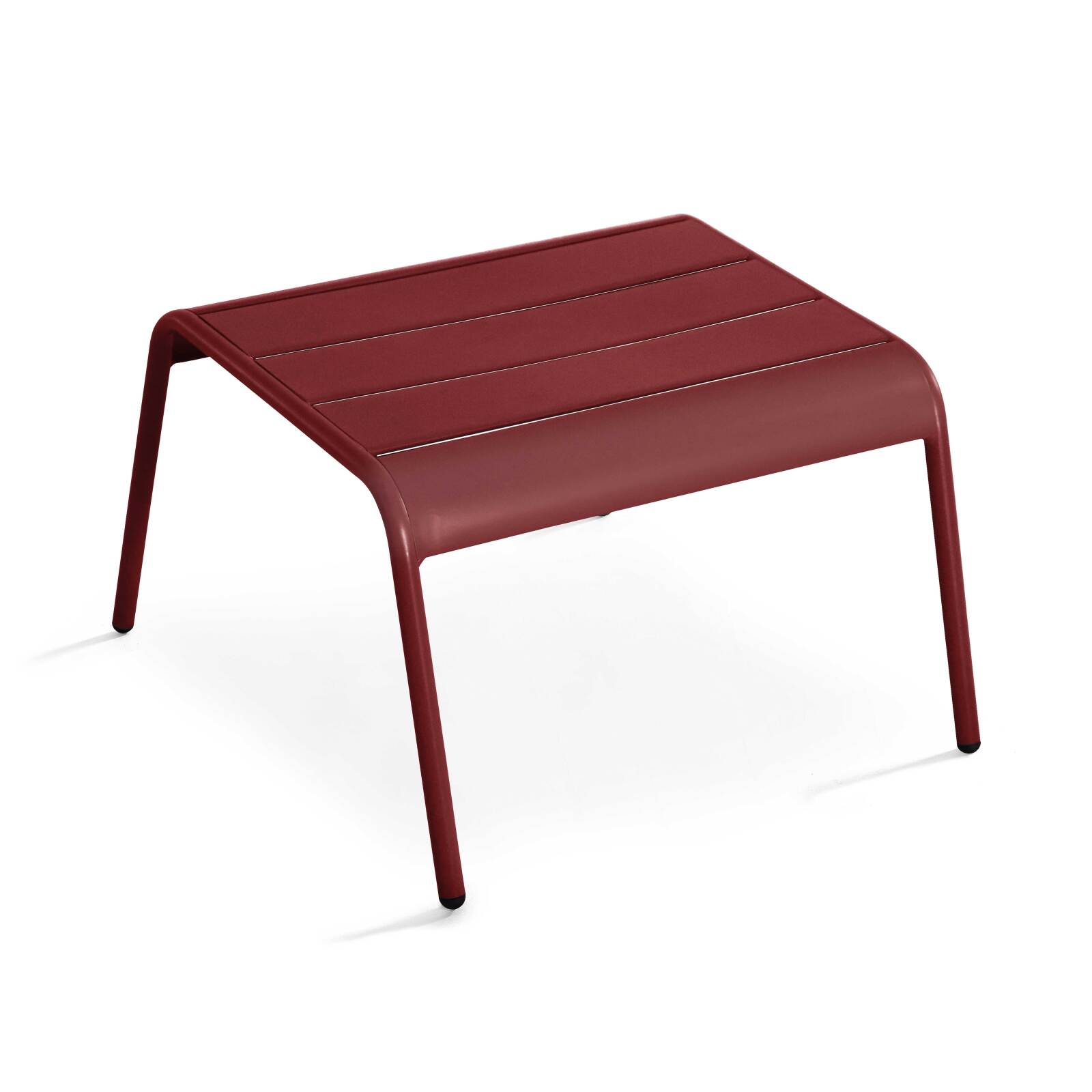 Set aus 2 niedrigen Metall-Sesseln und Fußstützen  Set aus 2 niedrigen Metall-Sesseln und Fußstützen