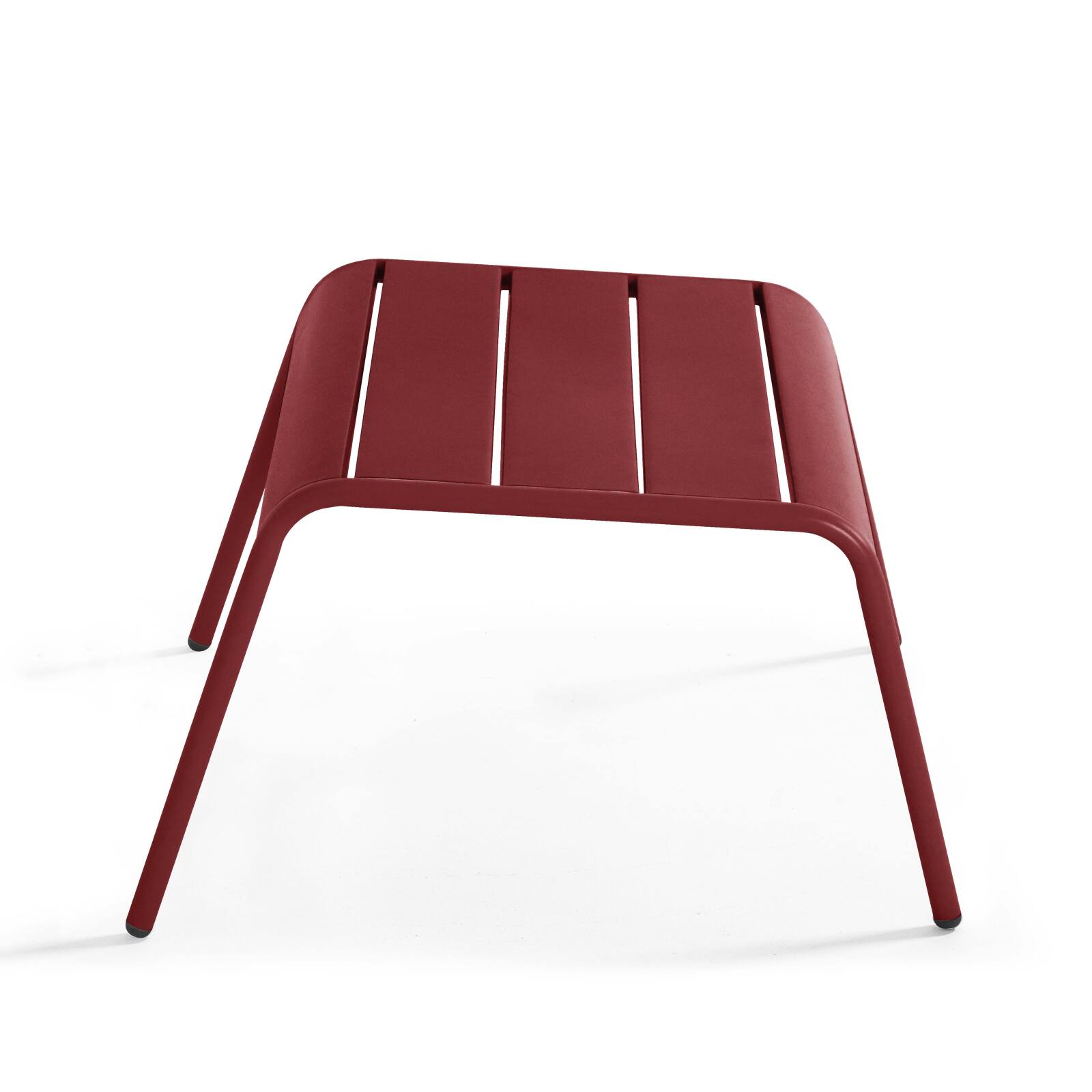 Set aus 2 niedrigen Metall-Sesseln und Fußstützen  Set aus 2 niedrigen Metall-Sesseln und Fußstützen