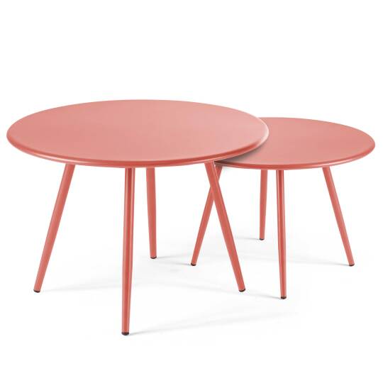 Nestbare runde Garten Couchtische Ø50 x 34 cm und Ø40 x 29,5 cm