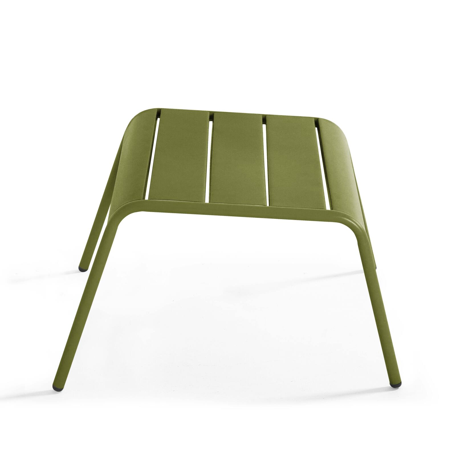 Set aus 2 niedrigen Metall-Sesseln und Fußstützen 