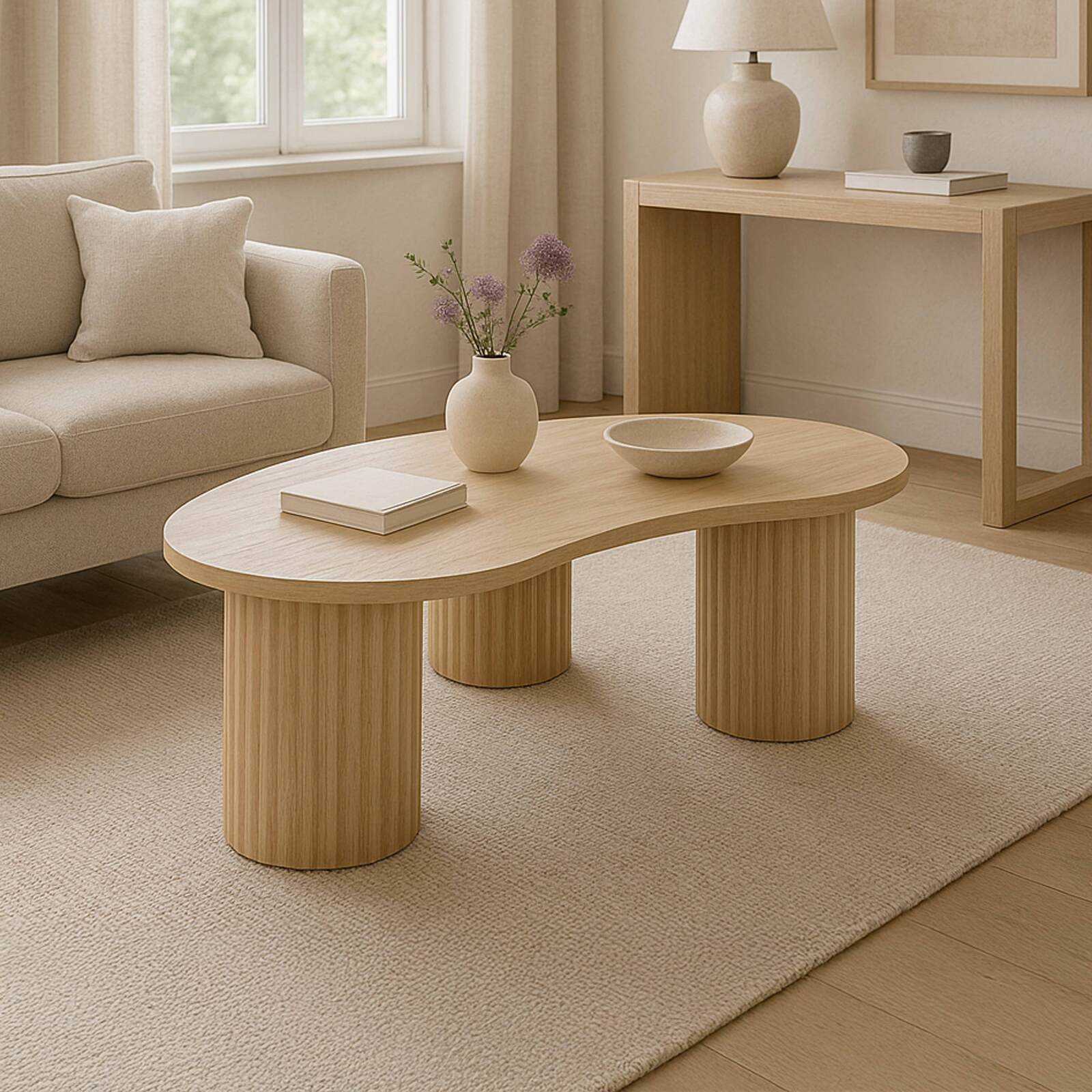 Couchtisch Design, mit organischer Form, 100x60 cm