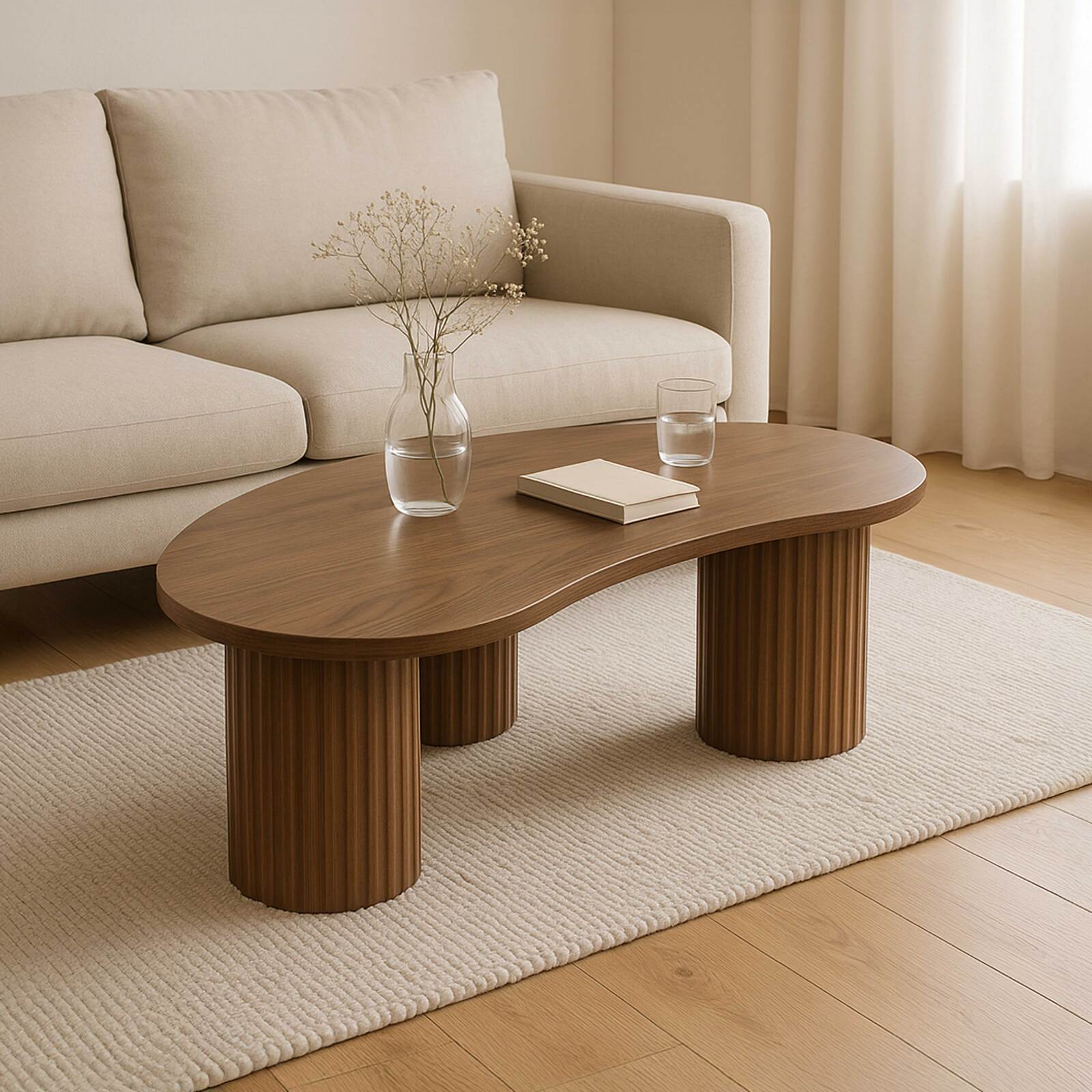 Couchtisch Design, mit organischer Form, 100x60 cm