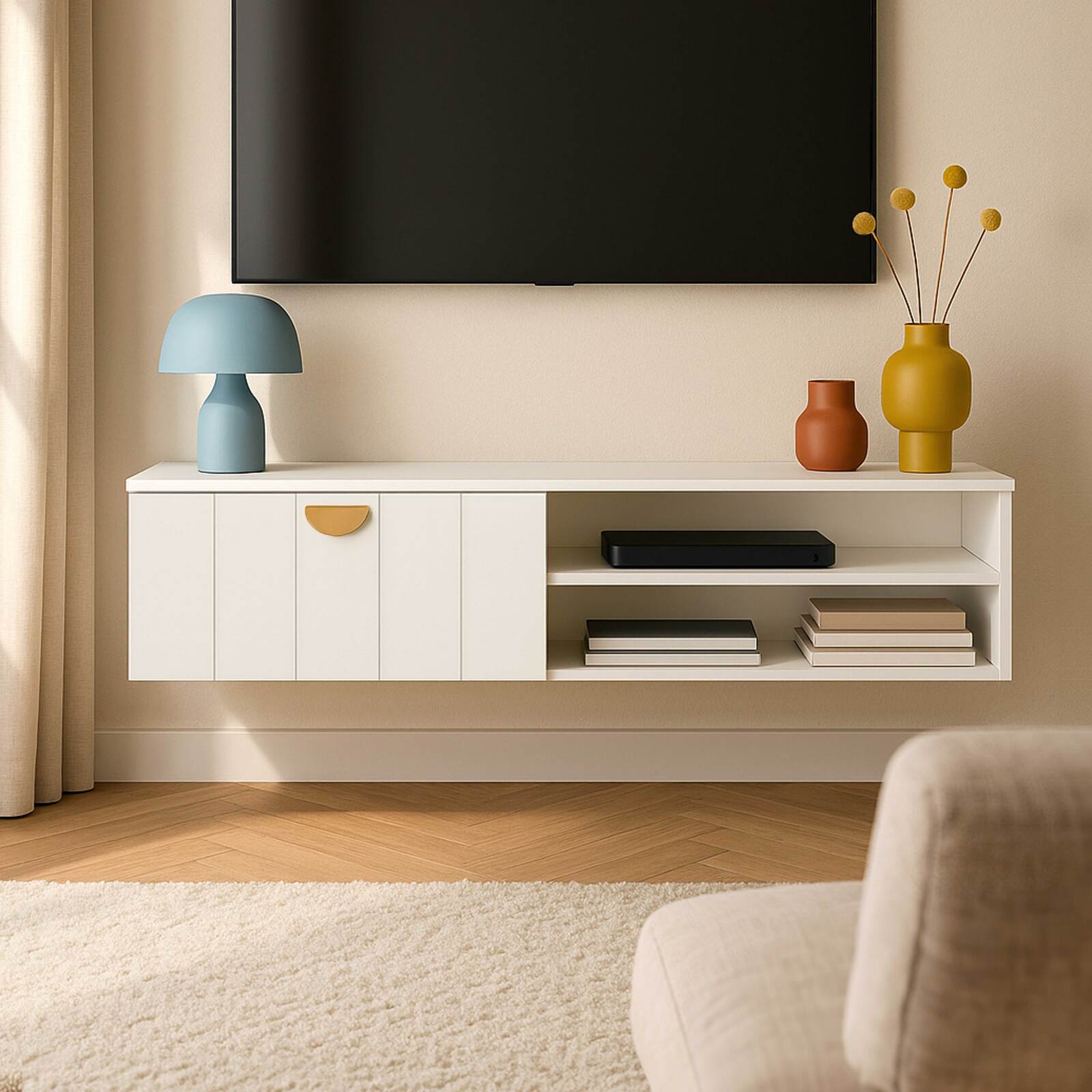 Hängendes TV-Möbel, 120 cm, Bohemian Stil 