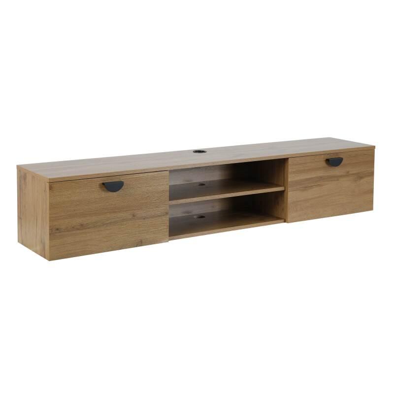 Hängendes TV-Möbel, Holzoptik, 160 cm, industrielles Stil