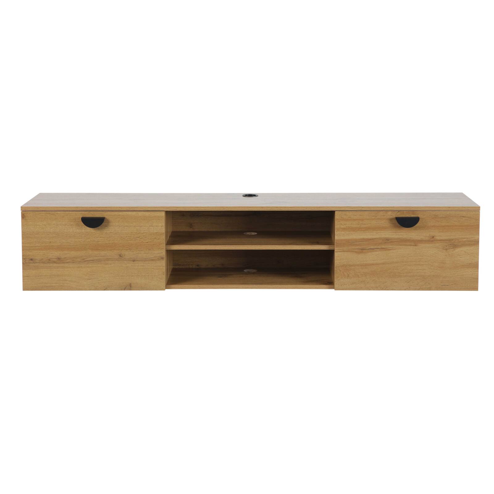 Hängendes TV-Möbel, Holzoptik, 160 cm, industrielles Stil