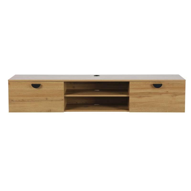 Hängendes TV-Möbel, Holzoptik, 160 cm, industrielles Stil