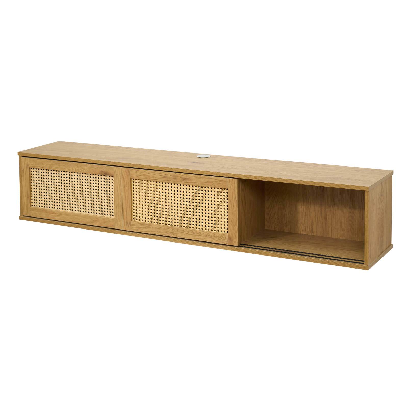 Hängendes TV-Möbel, heller Holzoptik,160 cm, Bohème-Stil