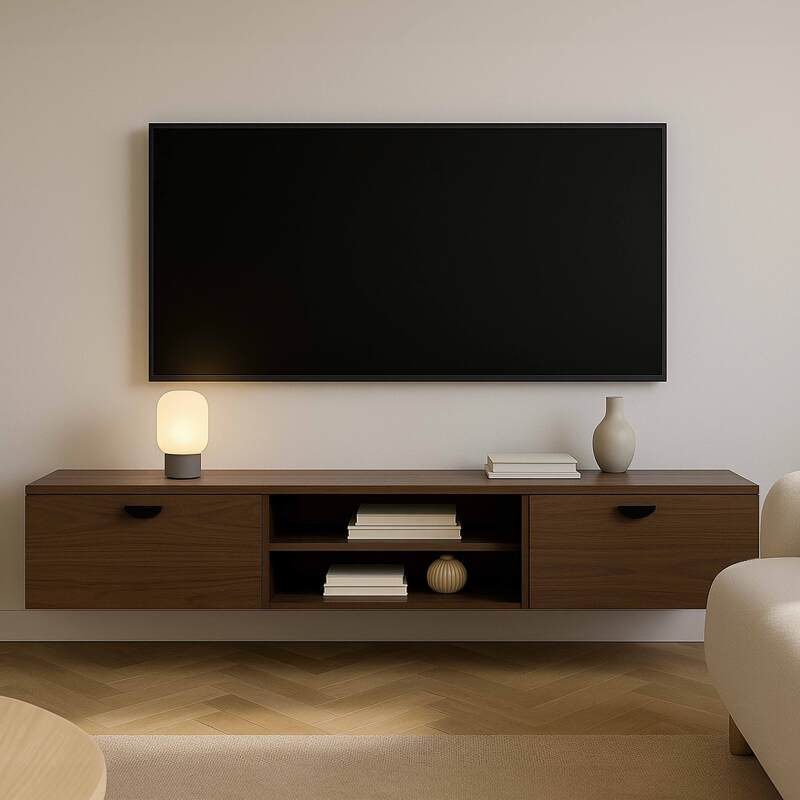 Hängendes TV-Möbel, Holzoptik, 160 cm, industrielles Stil (5/6)