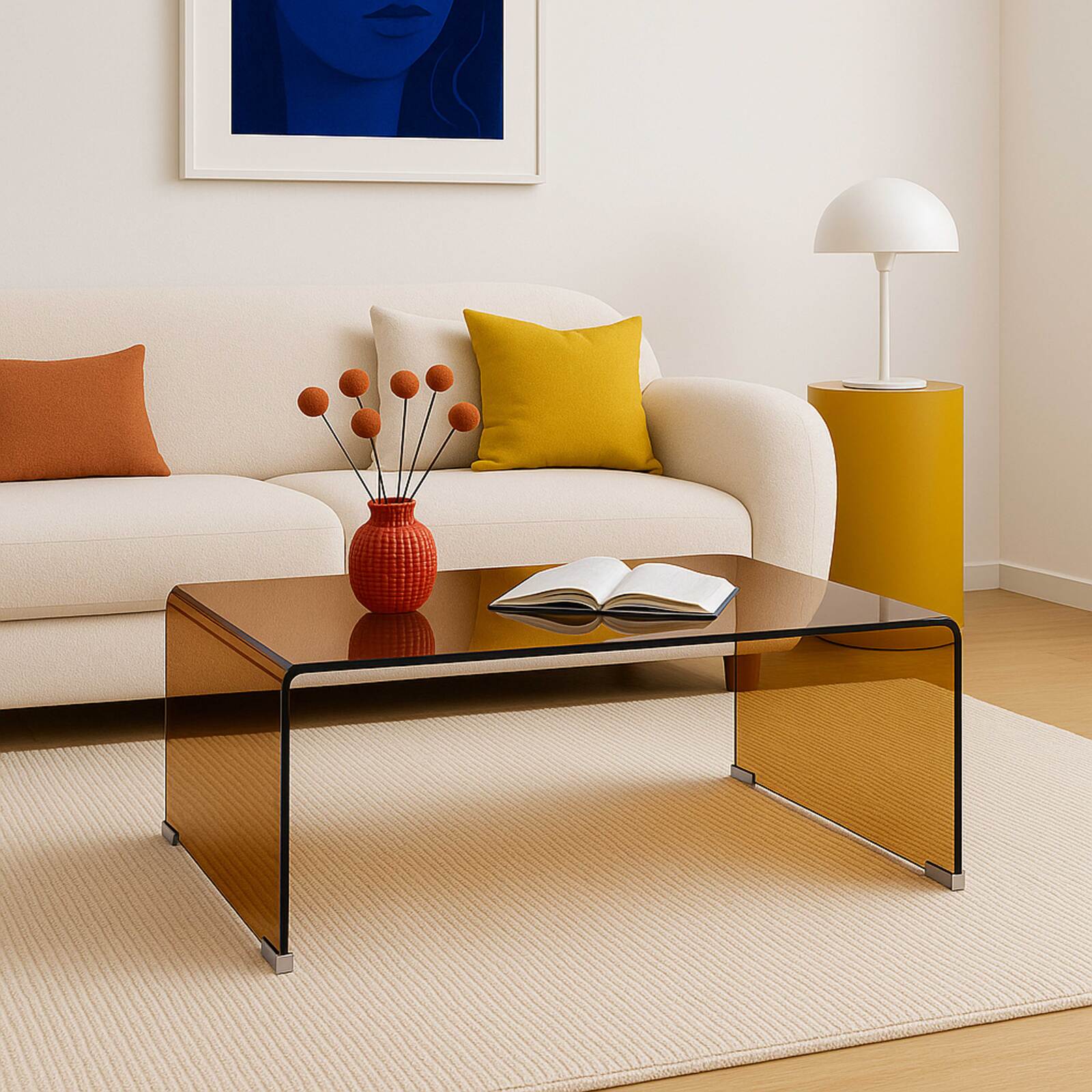 Couchtisch rechteckig, aus gehärtetem Glas, 110x50 cm