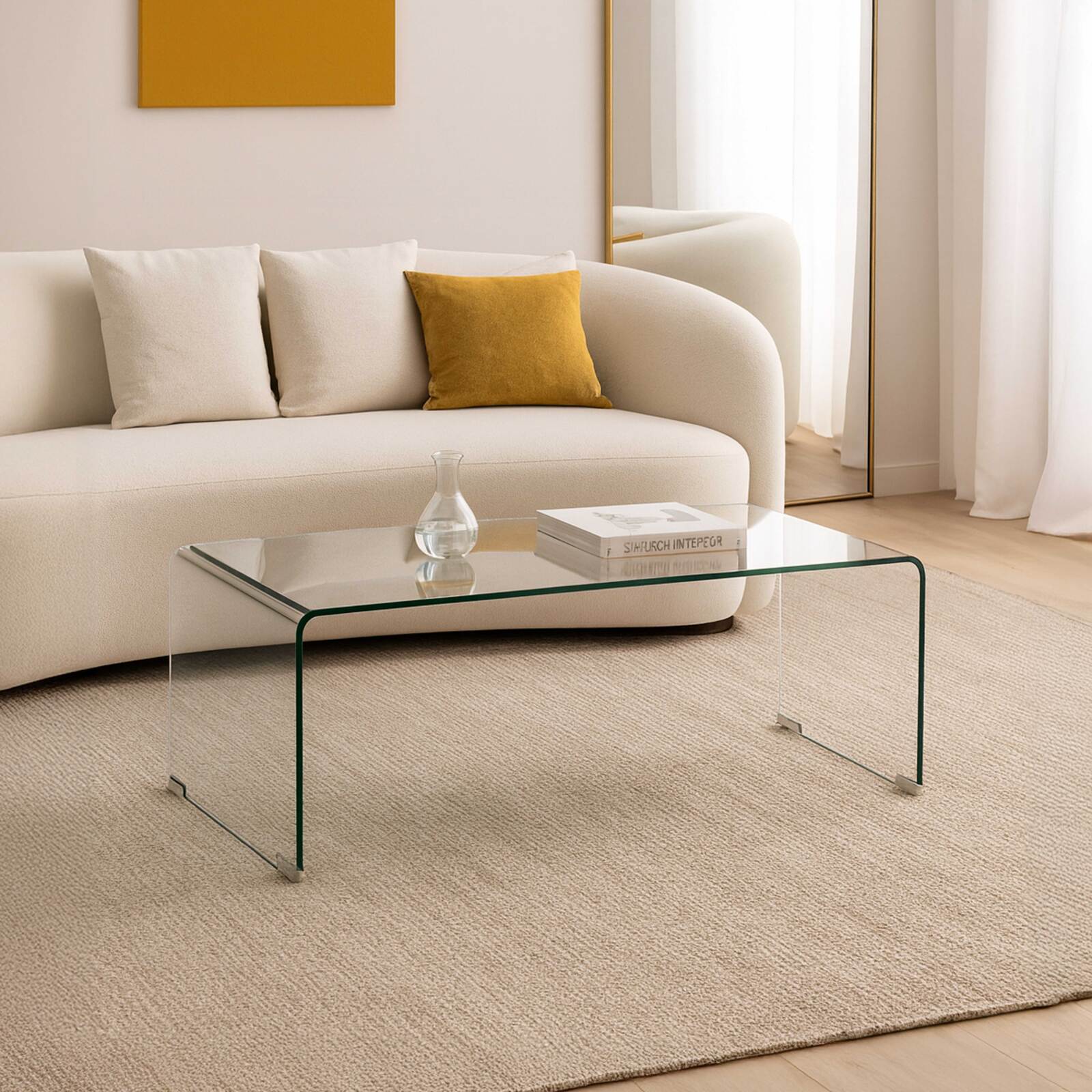 Couchtisch rechteckig, aus gehärtetem Glas, 110x50 cm