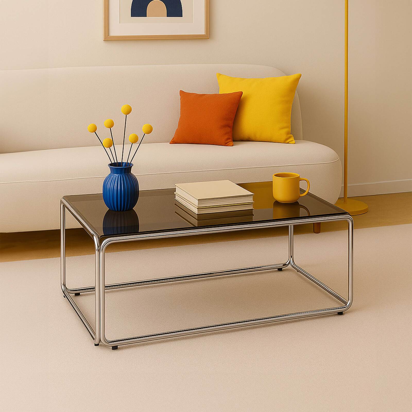 Couchtisch rechteckig, aus gehärtetem Glas, 110x50 cm