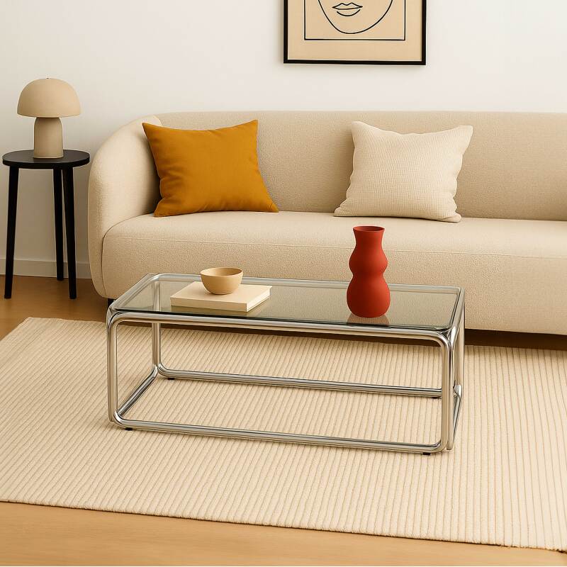 Couchtisch rechteckig, aus gehärtetem Glas, 110x50 cm