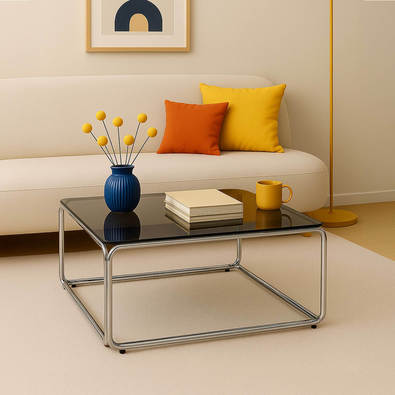 Couchtisch quadratisch, aus gehärtetem Glas, 90x90 cm