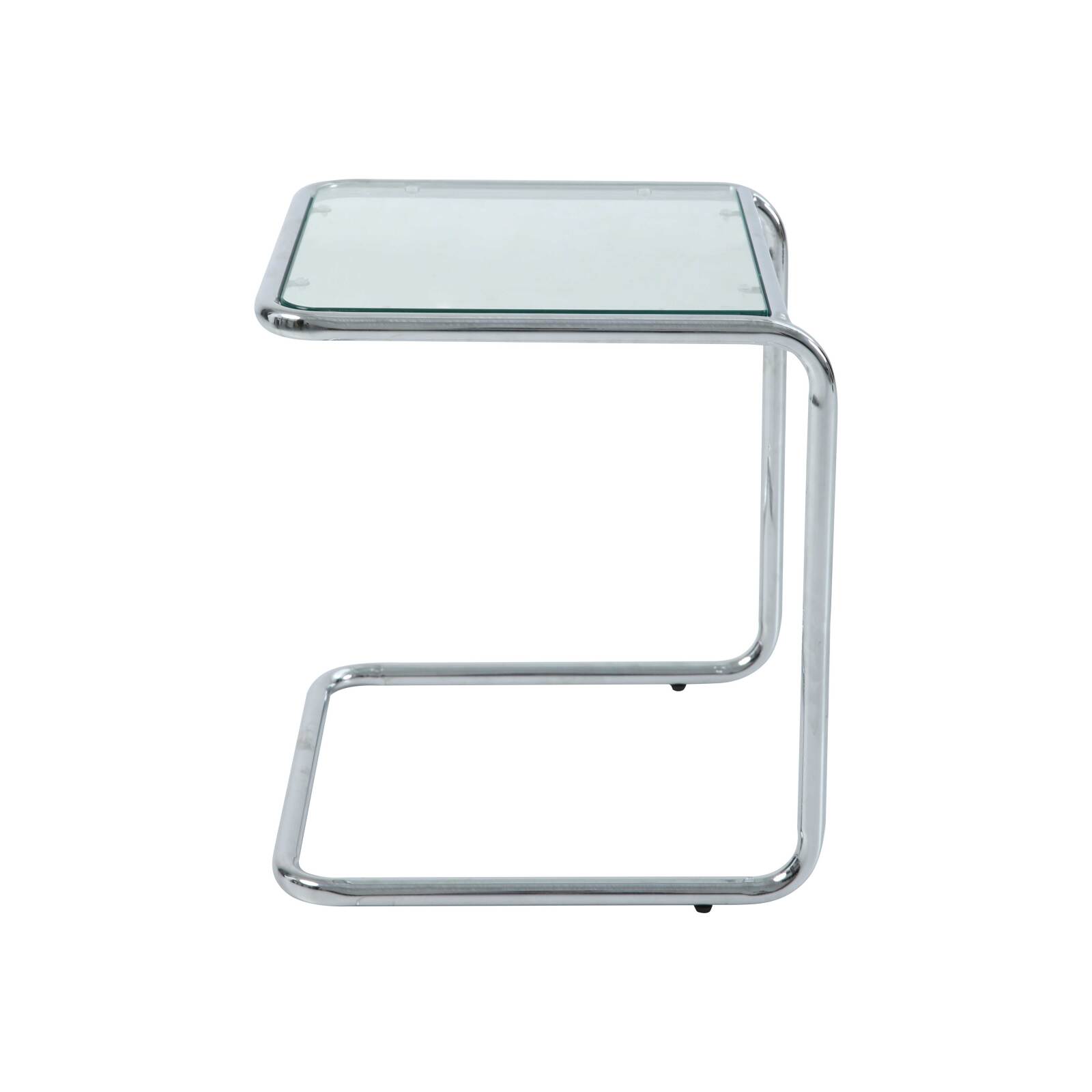 Beistelltisch quadratisch, aus gehärtetem Glas, 50x46 cm