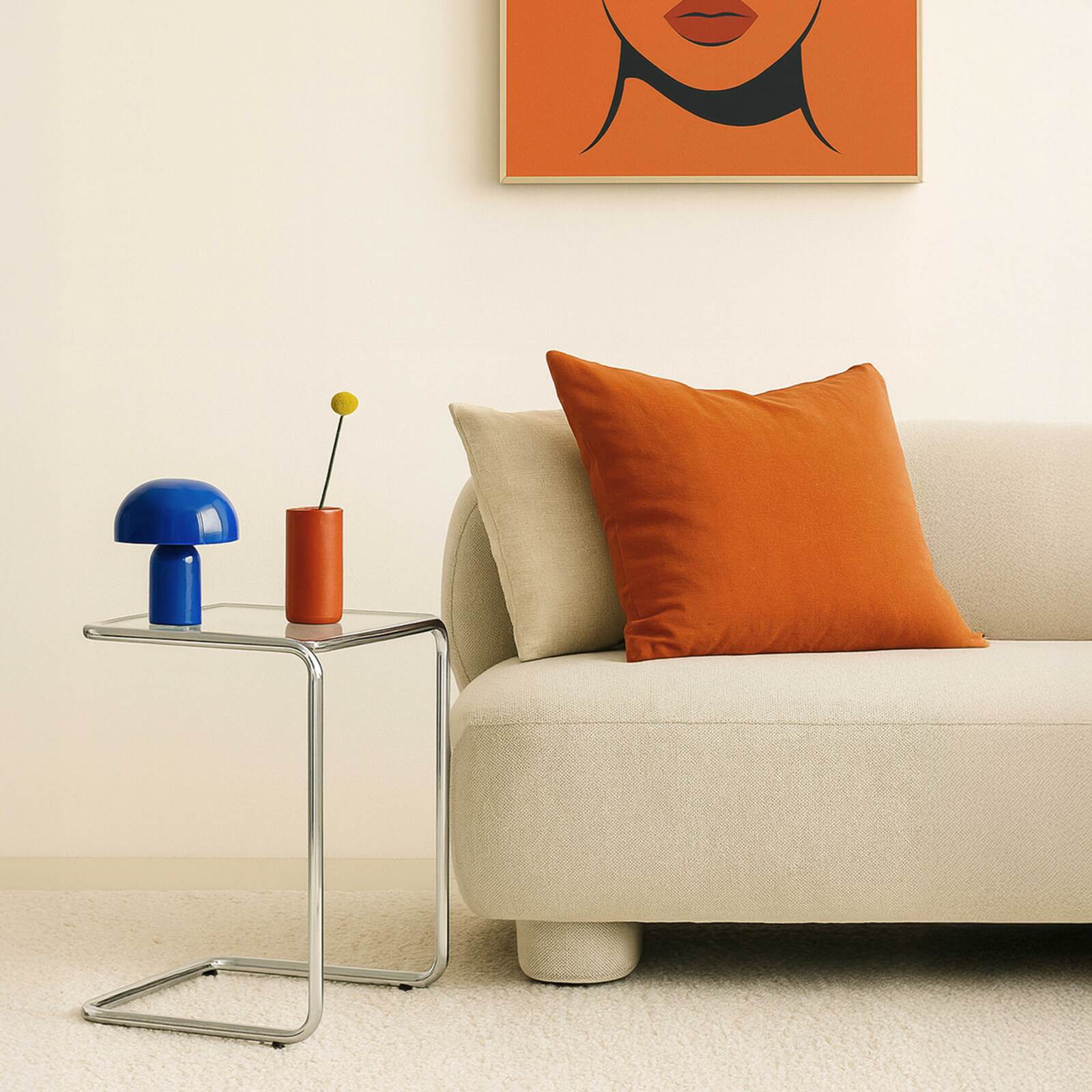 Beistelltisch quadratisch, aus gehärtetem Glas, 50x46 cm