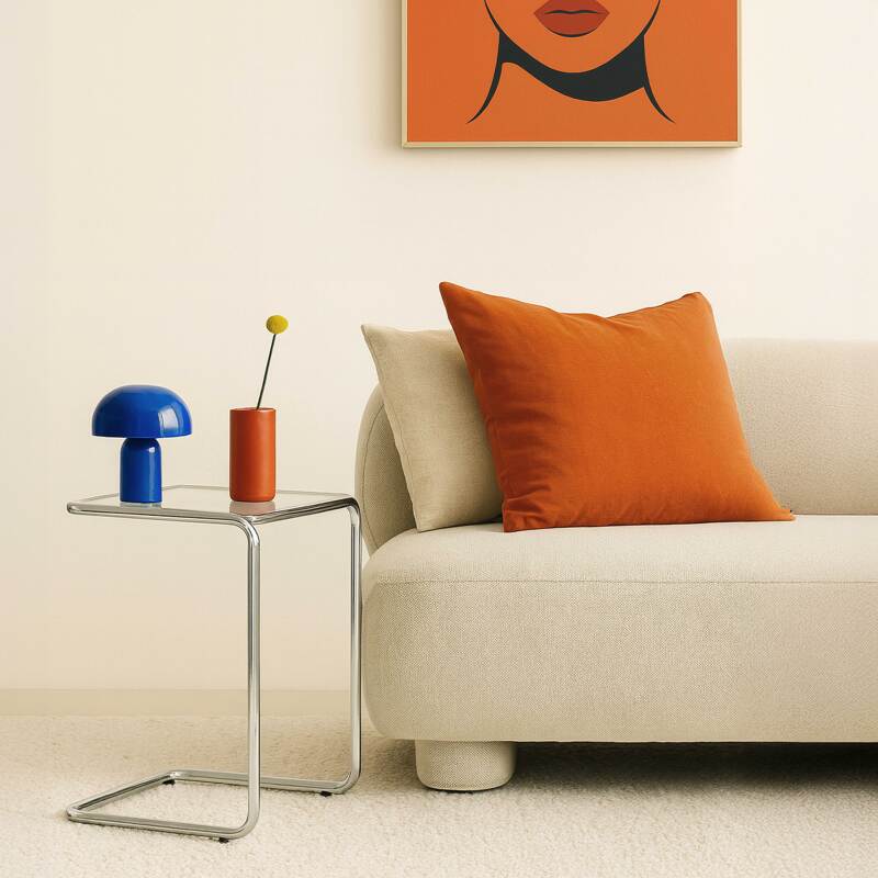 Beistelltisch quadratisch, aus gehärtetem Glas, 50x46 cm