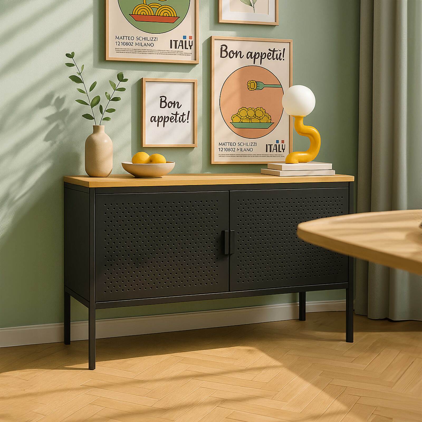 Büfett aus Metall, 2 Türen, 100 cm