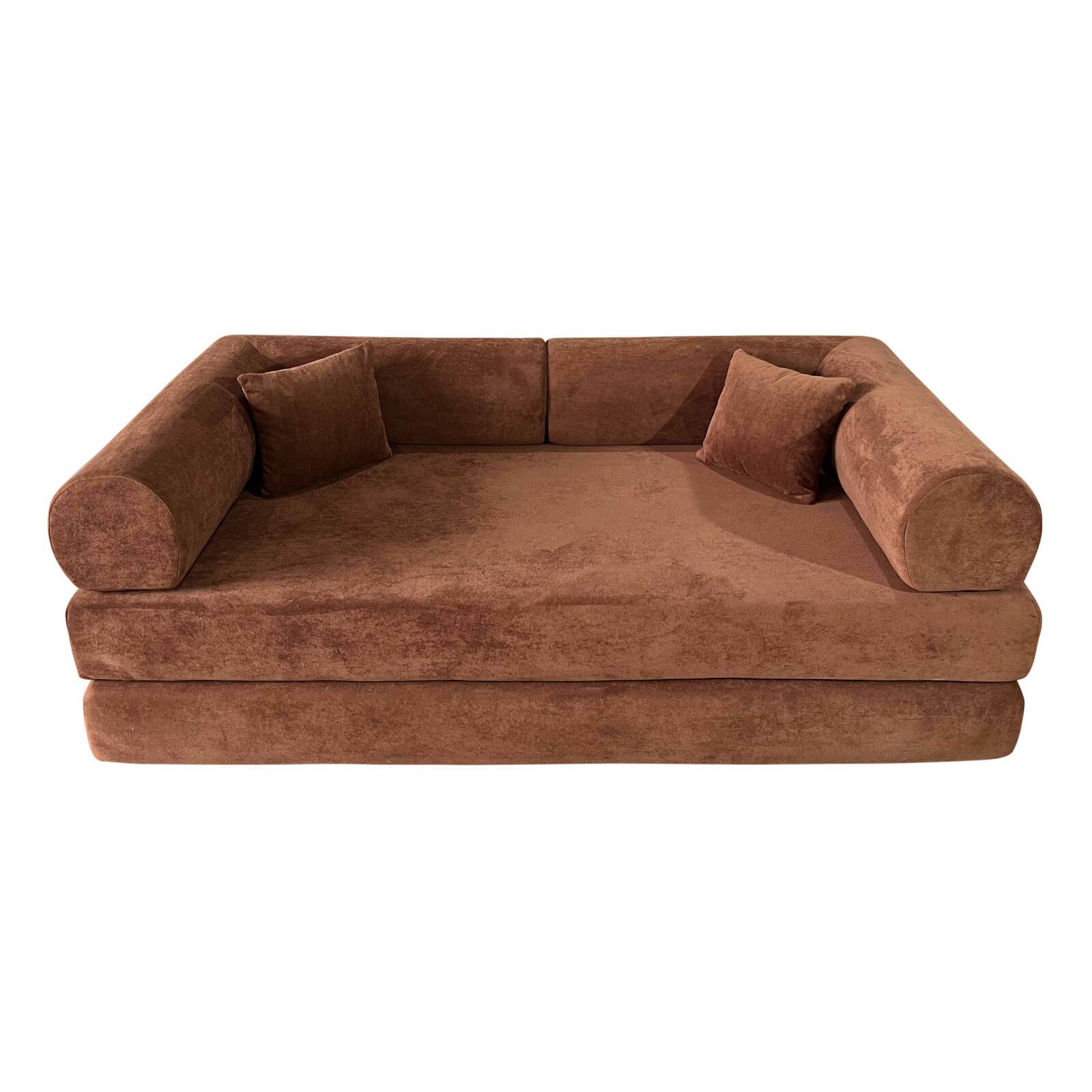 Schlafsofa 2-Sitzer-aus Stoff mit Kissen