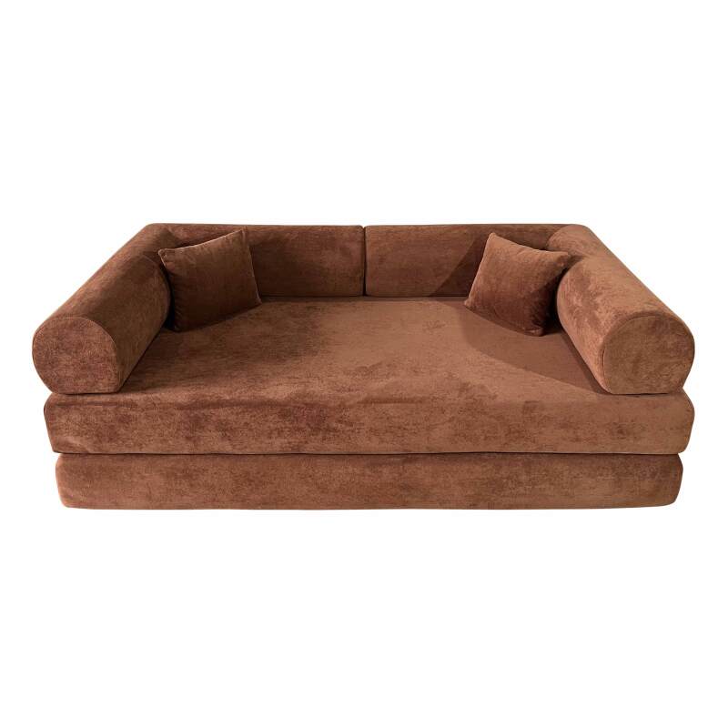 Schlafsofa 2-Sitzer-aus Stoff mit Kissen