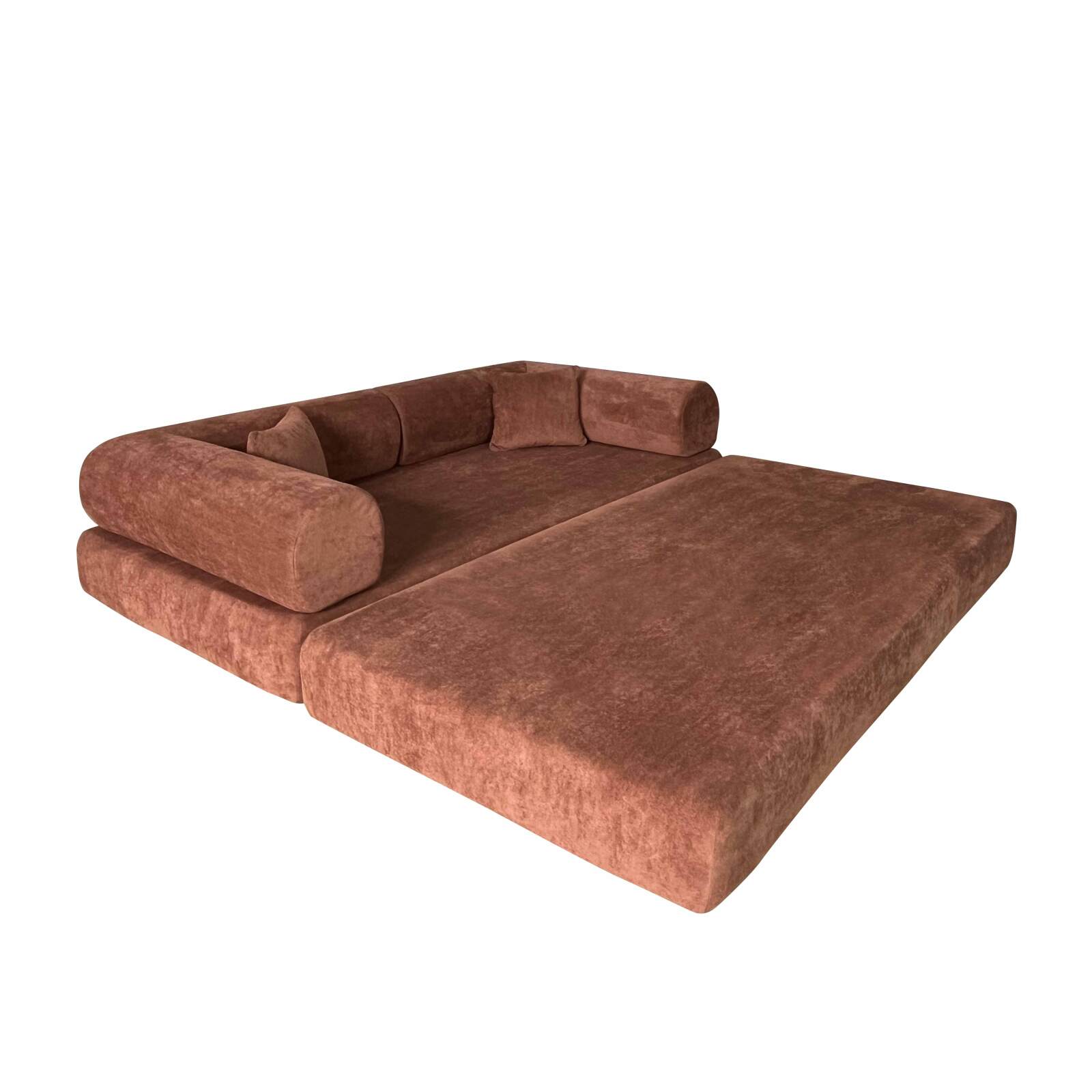 Schlafsofa 2-Sitzer-aus Stoff mit Kissen