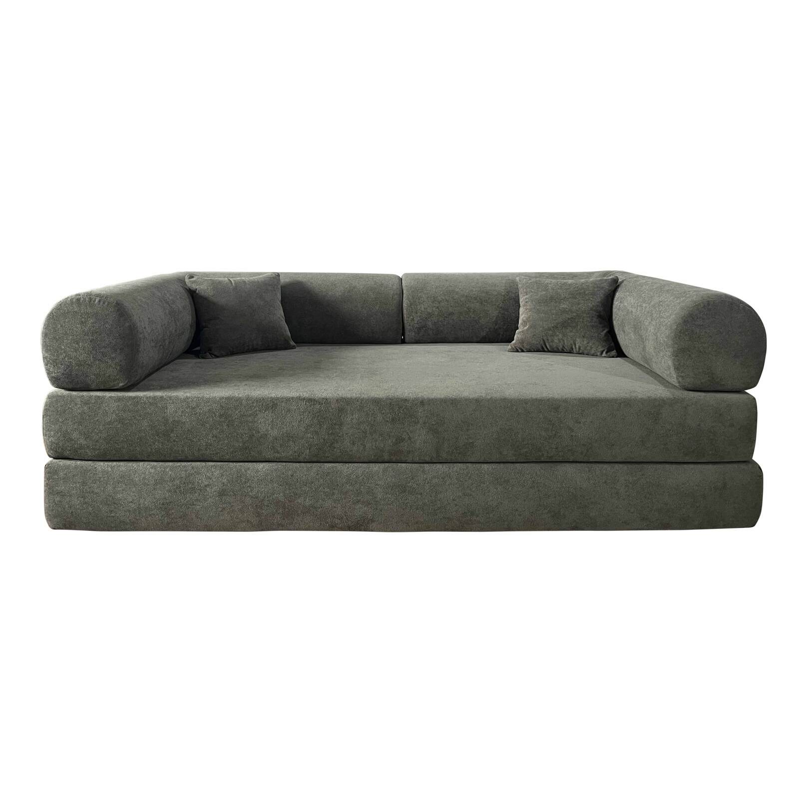 Schlafsofa 2-Sitzer-aus Stoff mit Kissen