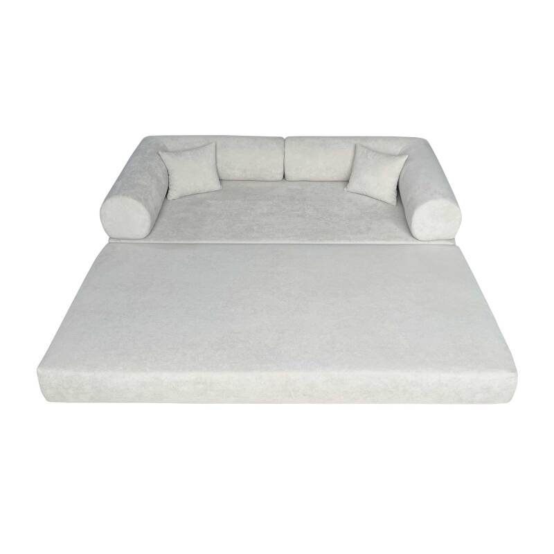 Schlafsofa 2-Sitzer-aus Stoff mit Kissen