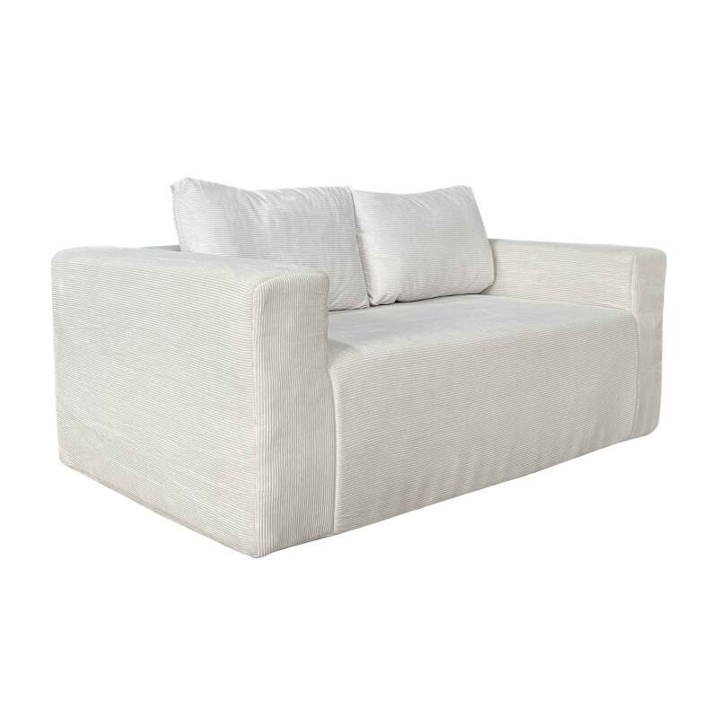 Sofa 2-Sitzer aus geripptem Stoff mit Kissen