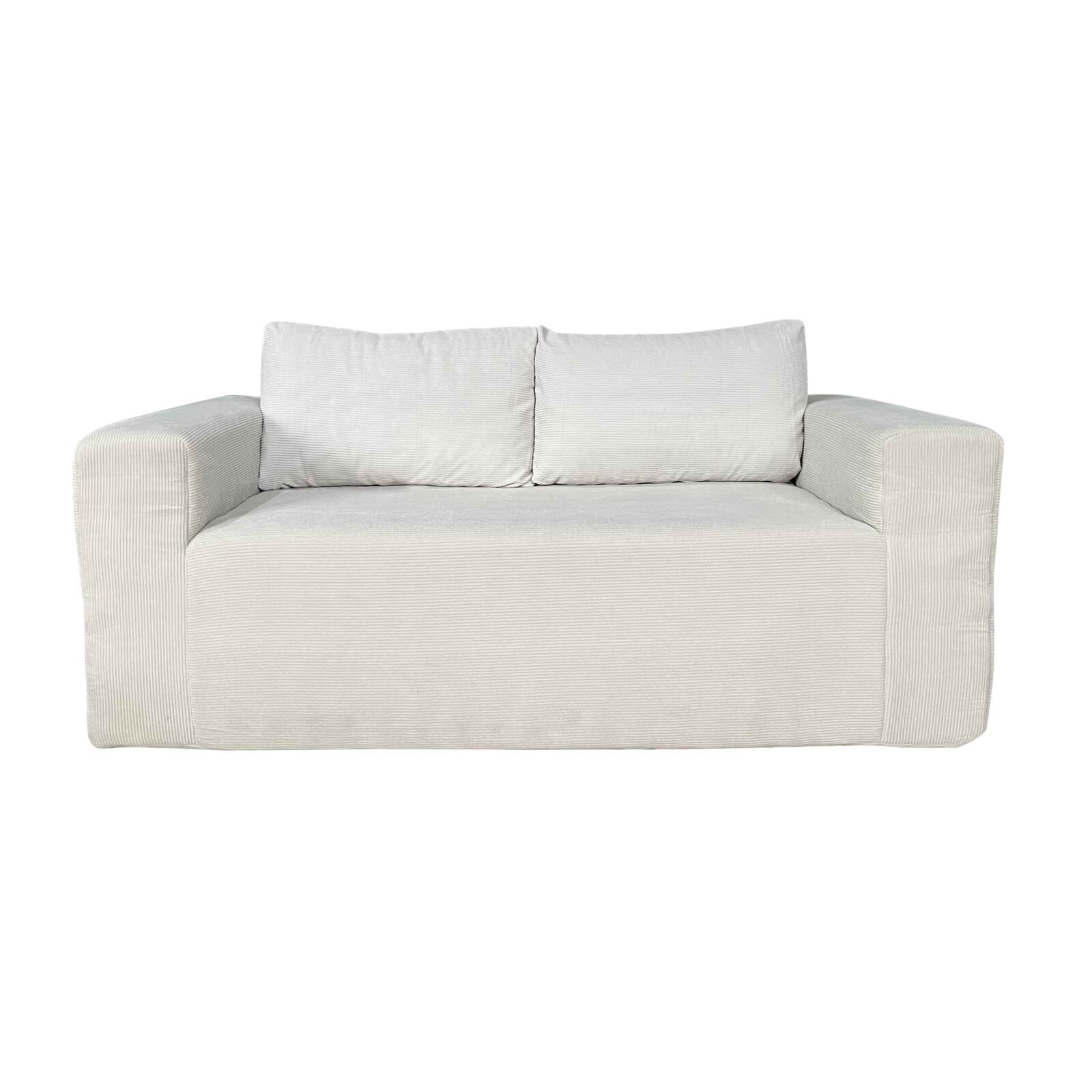 Sofa 2-Sitzer aus geripptem Stoff mit Kissen