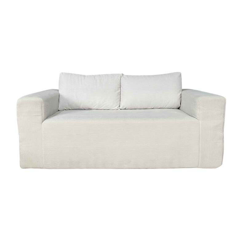 Sofa 2-Sitzer aus geripptem Stoff mit Kissen