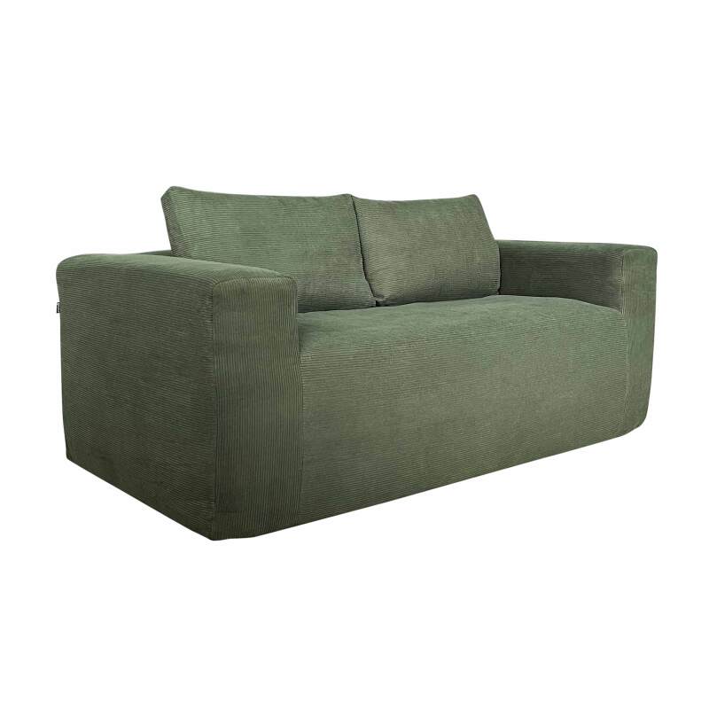 Sofa 2-Sitzer aus geripptem Stoff mit Kissen