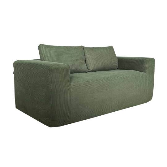 Sofa 2-Sitzer aus geripptem Stoff mit Kissen | Oviala