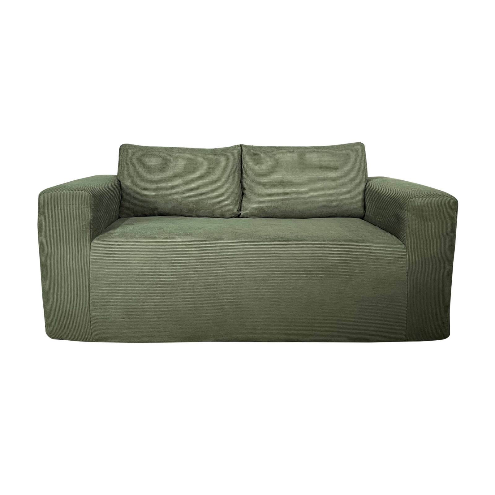 Sofa 2-Sitzer aus geripptem Stoff mit Kissen