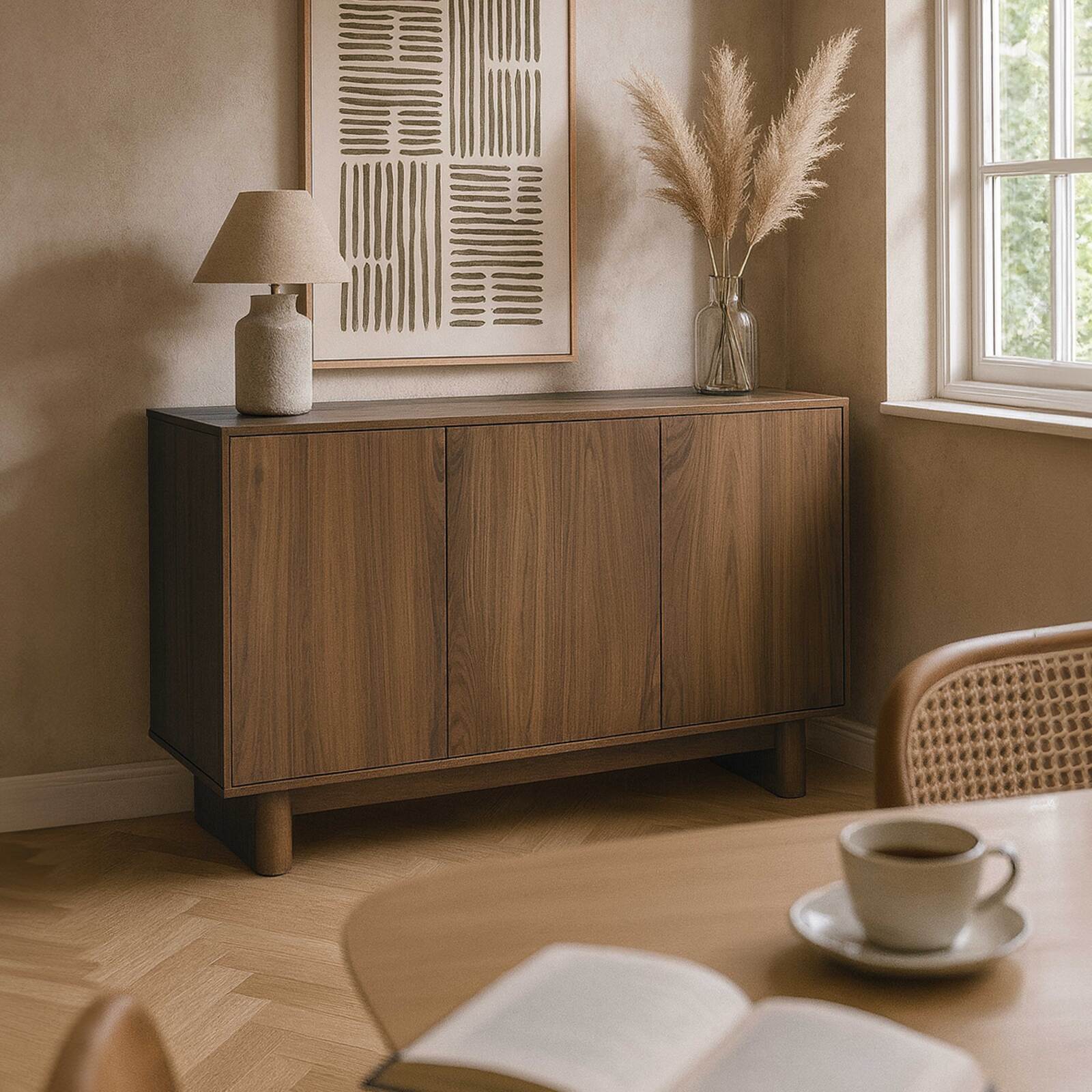 Büfett Holzoptik, Skandinavisches,  3 Türen,120 cm 