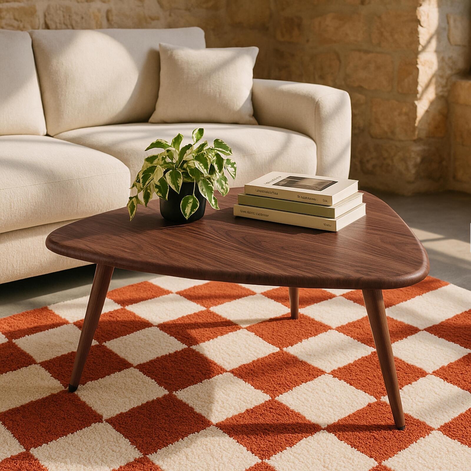 Couchtisch dreieckig, in Holzoptik, 85x81 cm