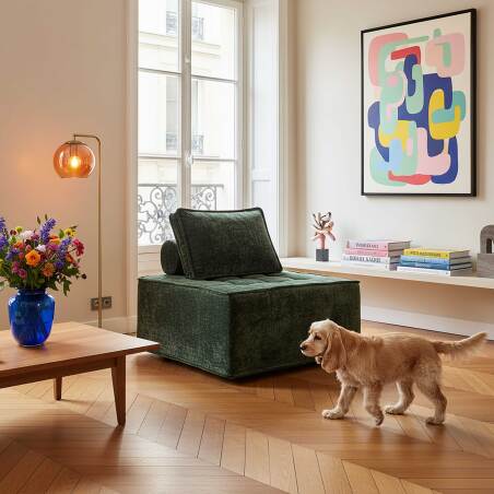 Sessel aus Stoff mit Kissen