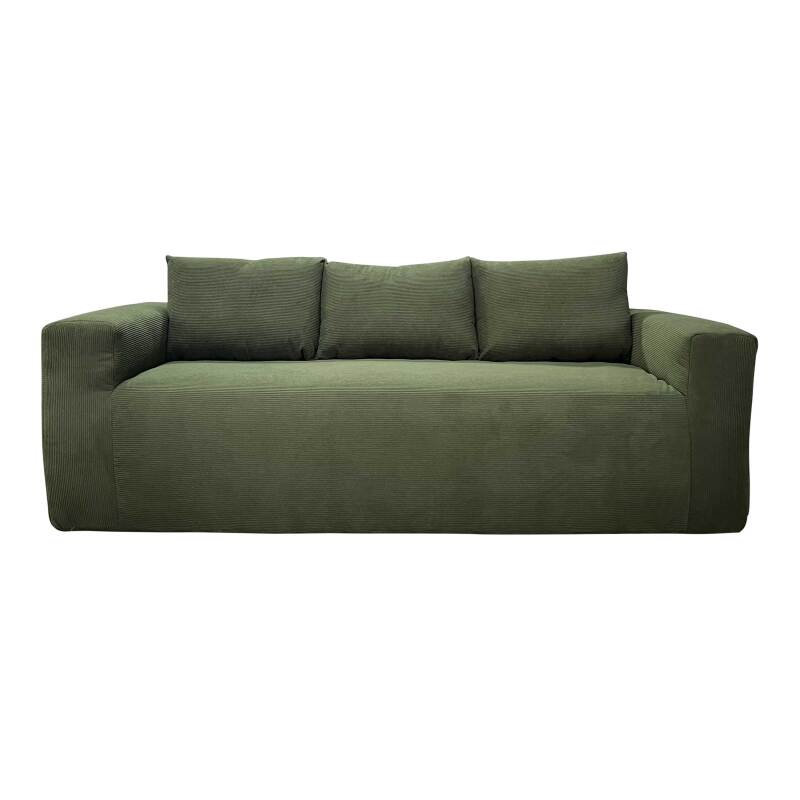 Sofa 3-Sitzer aus geripptem Stoff mit Kissen