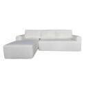 Ecksofa 4-Sitzer aus Frottee stoff mit Chaiselongue rechts und Kissen