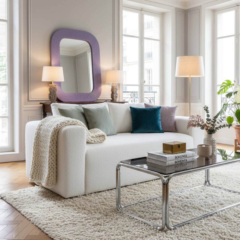 Sofa 2-Sitzer aus Frotteestoff mit Kissen