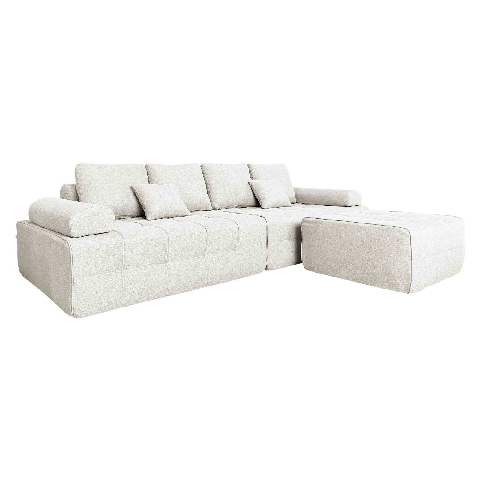 Sofa 4-Sitzer-aus Stoff mit Hocker und Kissen